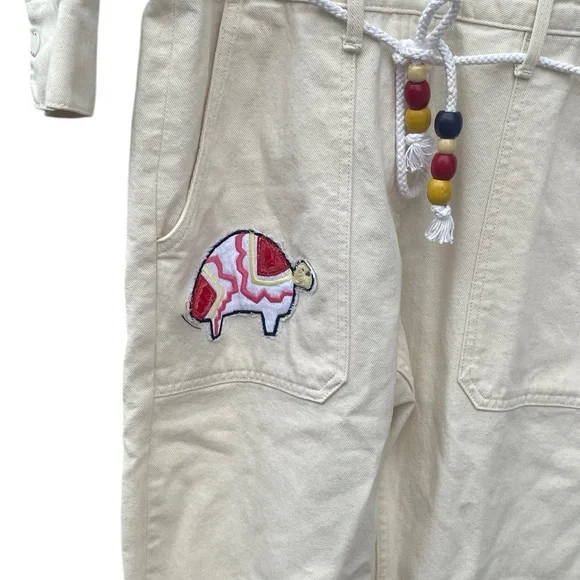 Mira Mikati Animal Patch Tie-waist Jumpsuit In Neutrals, Size EU 38/US 8/10